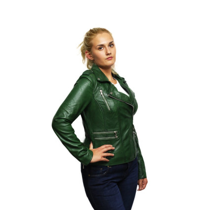 Women's Genuine Leather Biker Jacket Fitted Brando Vintage Rock