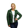 Women's Genuine Leather Biker Jacket Fitted Brando Vintage Rock