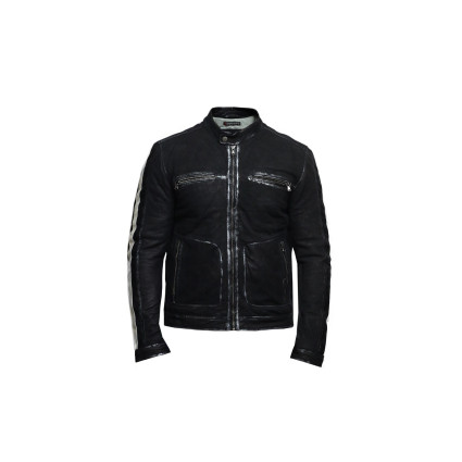 Men's Genuine Leather Biker Jacket Distressed