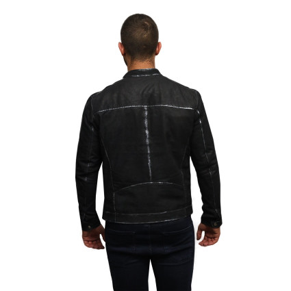 Men's Genuine Leather Biker Jacket Distressed