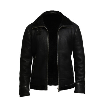 Men's Aviator Black B3 World War2 Real Shearling Sheepskin Flying Jacket -Felix