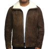 Men's Genuine Shearling Sheepskin Spanish Merino Leather Jacket Vintage