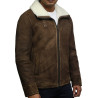 Men's Genuine Shearling Sheepskin Spanish Merino Leather Jacket Vintage