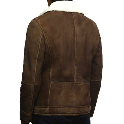 Men's Genuine Shearling Sheepskin Spanish Merino Leather Jacket Vintage