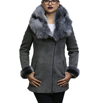 Women Spanish Merino Genuine Shearling Sheepskin Leather Toscana Coat