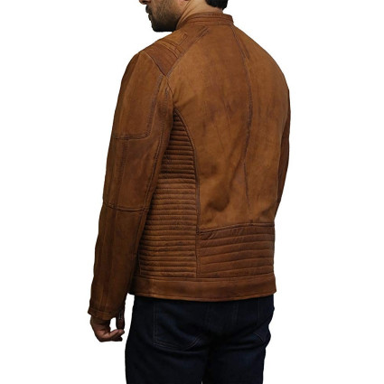 Mens Genuine Leather Biker Jacket Smart Casual Style