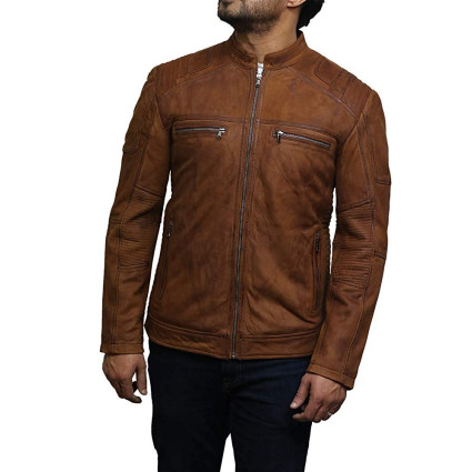 Mens Genuine Leather Biker Jacket Smart Casual Style