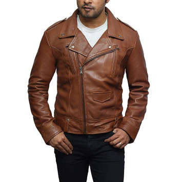 Mens Leather Jacket Genuine Brando Style