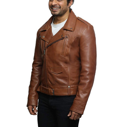 Mens Leather Jacket Genuine Brando Style
