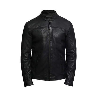 Mens Leather Jacket Genuine Lambskin Waxed Distressed Vintage Retro