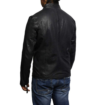 Mens Leather Jacket Genuine Lambskin Waxed Distressed Vintage Retro