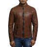 Mens Leather Jacket Genuine Lambskin Waxed Distressed Vintage Retro