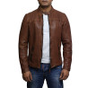 Mens Leather Jacket Genuine Lambskin Waxed Distressed Vintage Retro