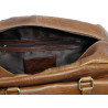 Genuine Leather Travel Overnight Duffel Bag (Tan)