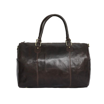 Genuine Leather Travel Overnight Duffel Bag (Brown)