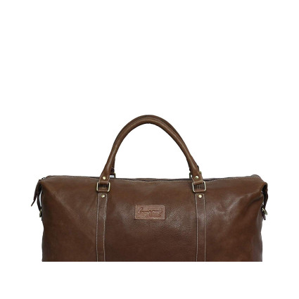 Genuine Leather Travel Duffle Bag (Tan)