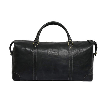 Genuine Leather Travel Duffle Bag (Black)