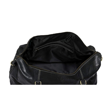 Genuine Leather Travel Duffle Bag (Black)