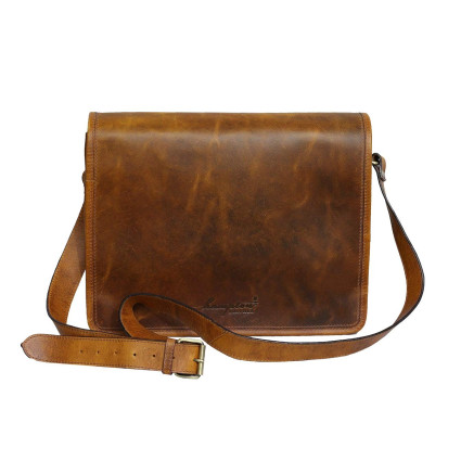 Unisex Genuine Leather Laptop Messenger Shoulder Bag Multi-Functional Style