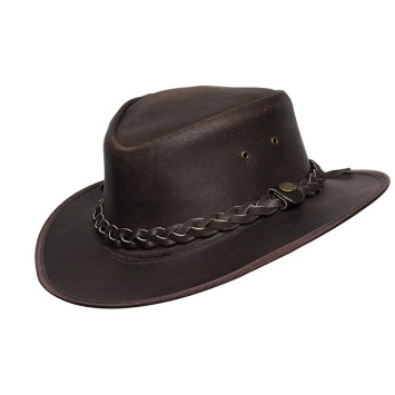 Mens Brown Vintage Wide Brim Cowboy Aussie Style Western Bush Hat Vintage