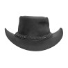Mens Vintage Black Wide Brim Cowboy Aussie Style Western Bush Hat