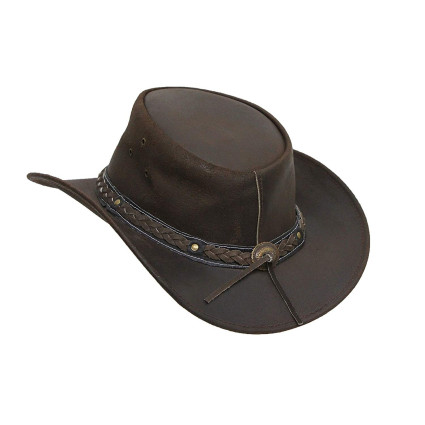 Mens Vintage Brown Wide Brim Cowboy Aussie Style Western Bush Hat