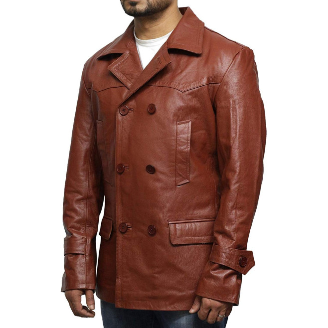 Mens Real Leather World War 2 German Military U Boat Captains Jacket Military Style Real Vintage