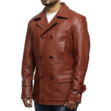 Mens Real Leather World War 2 German Military U Boat Captains Jacket Military Style Real Vintage