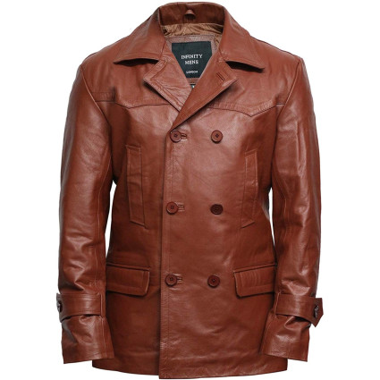 Mens Real Leather World War 2 German Military U Boat Captains Jacket Military Style Real Vintage