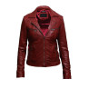 Ladies Women's Tan Vintage Real Leather Biker Jacket-Hannah