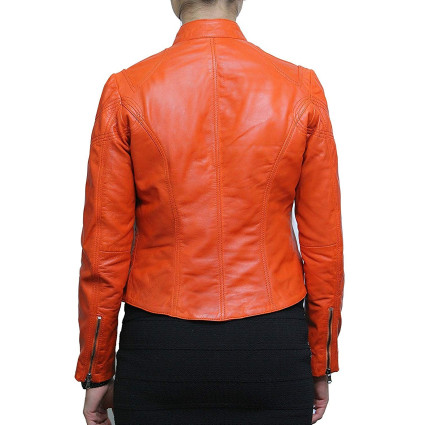 Vintage Womens real Leather Biker Jacket Lambskin  