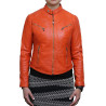  Vintage Womens real Leather Biker Jacket Lambskin  