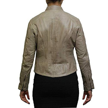  Vintage Womens real Leather Biker Jacket Lambskin  