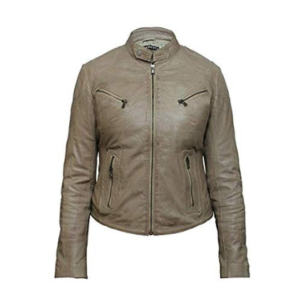  Vintage Womens real Leather Biker Jacket Lambskin  