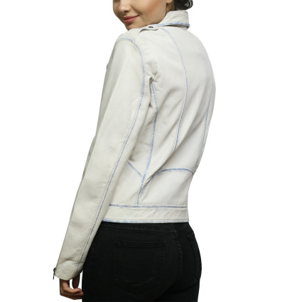 Women Leather Biker Jacket Classic Slim fit   