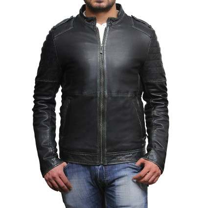 Mens Genuine Leather Biker Jacket Vintage Antique