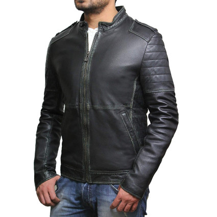 Mens Genuine Leather Biker Jacket Vintage Antique