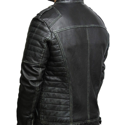 Mens Genuine Leather Biker Jacket Vintage Antique