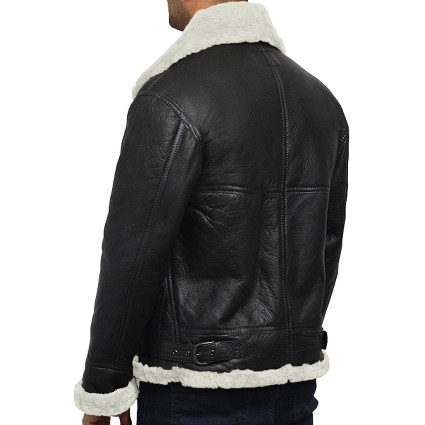 Men's Aviator Real Shearling Sheepskin Leather Flying Jacket