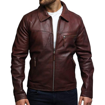Men's Leather Biker Jacket Genuine Cow Hide Vintage Rustic