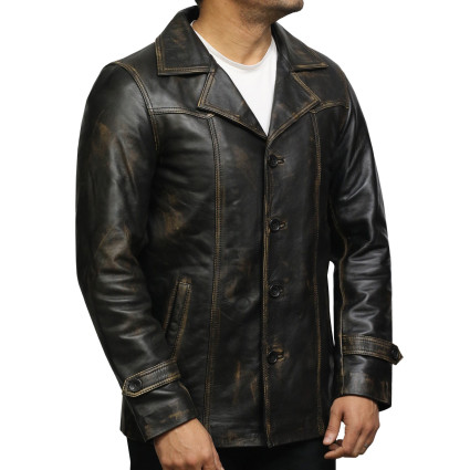 Men's Genuine Lambskin Leather Three-Button Lightweight Coat