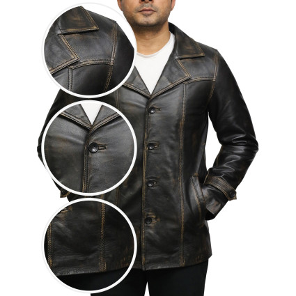 Men's Genuine Lambskin Leather Three-Button Lightweight Coat
