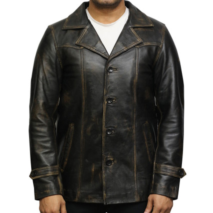 Men's Genuine Lambskin Leather Three-Button Lightweight Coat