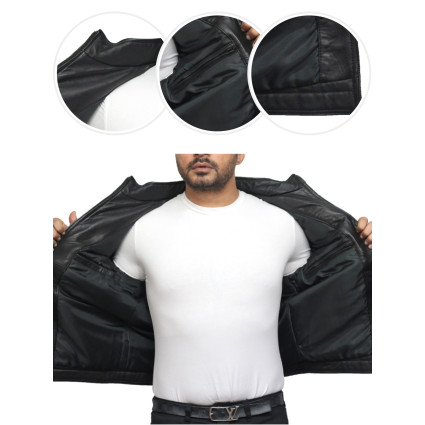 Men's Black Genuine Leather Biker Jacket