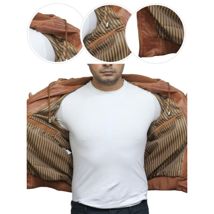 Men's Navy Lambskin Genuine Leather Biker Jacket