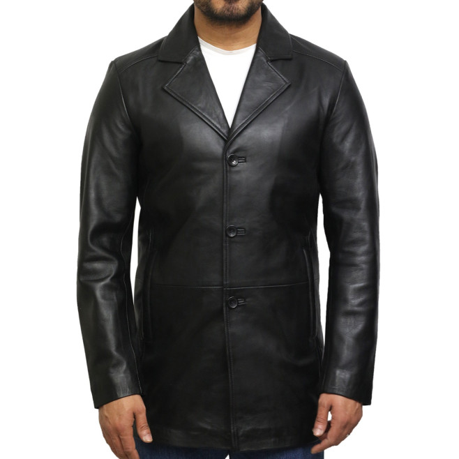 Men's Genuine Lambskin Leather Three-Button Lightweight Coat