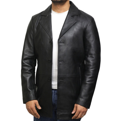 Men's Genuine Lambskin Leather Three-Button Lightweight Coat