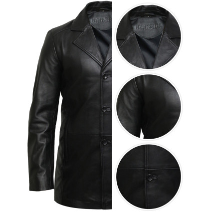 Men's Genuine Lambskin Leather Three-Button Lightweight Coat