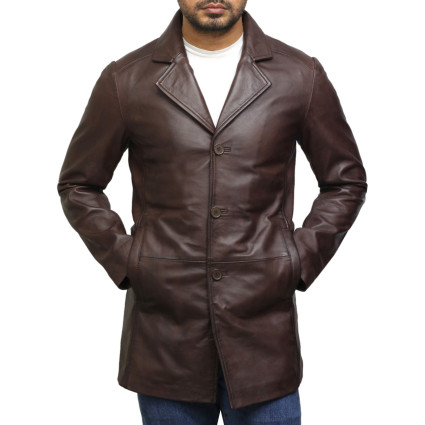 Men's Genuine Lambskin Leather Three-Button Lightweight Coat