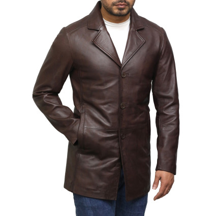 Men's Genuine Lambskin Leather Three-Button Lightweight Coat